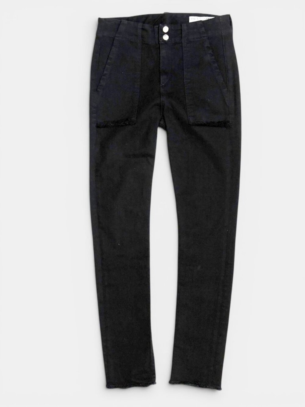 Rag & Bone/JEAN Black Coal Raw Hem Skinny Jeans Womens 25 High Rise Patch Pocket